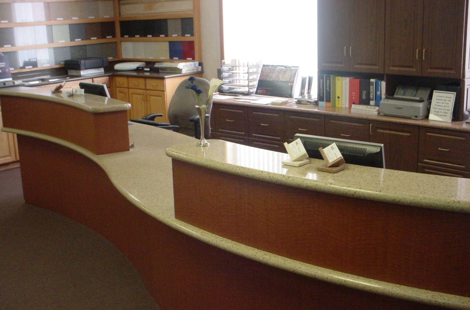Customer service desk at APF, solid surface Custom countertops, Home