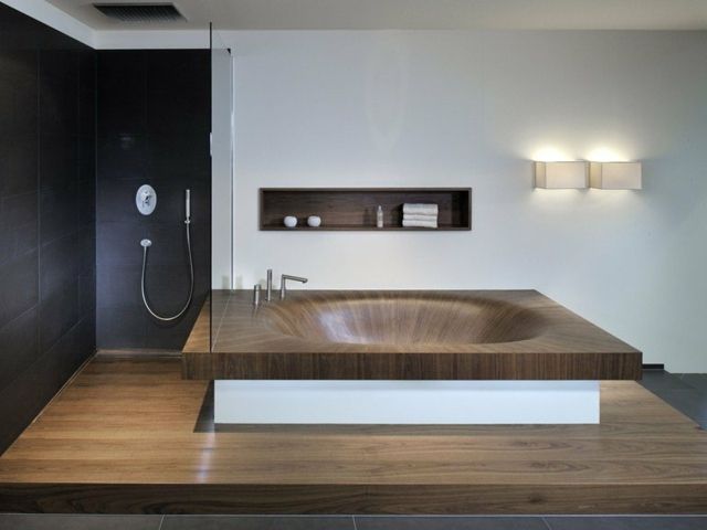 hölzerne Badewanne Holz Boden Bad kreativ modern gestalte | Kreative ... hölzerne Badewanne Holz Boden Bad kreativ modern gestalte | Kreative ...