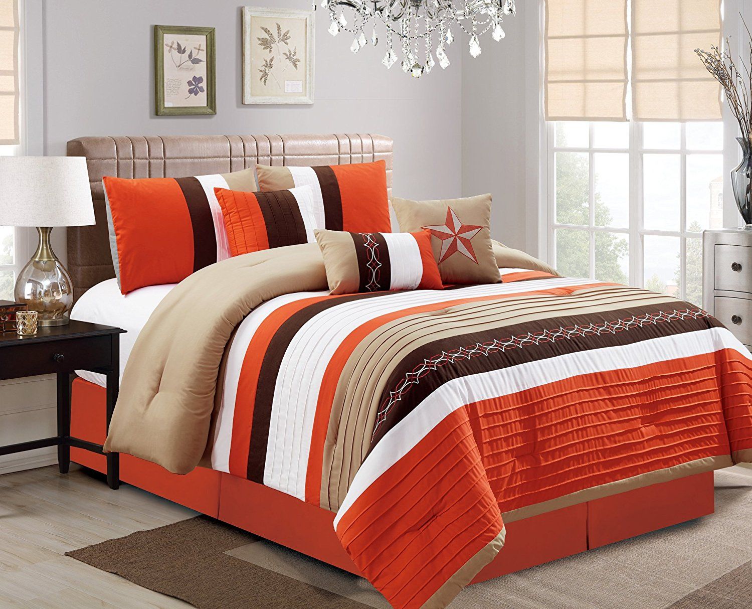 Amazon.com: Luxlen 7 Piece Bed in bag Comforter Set ...
