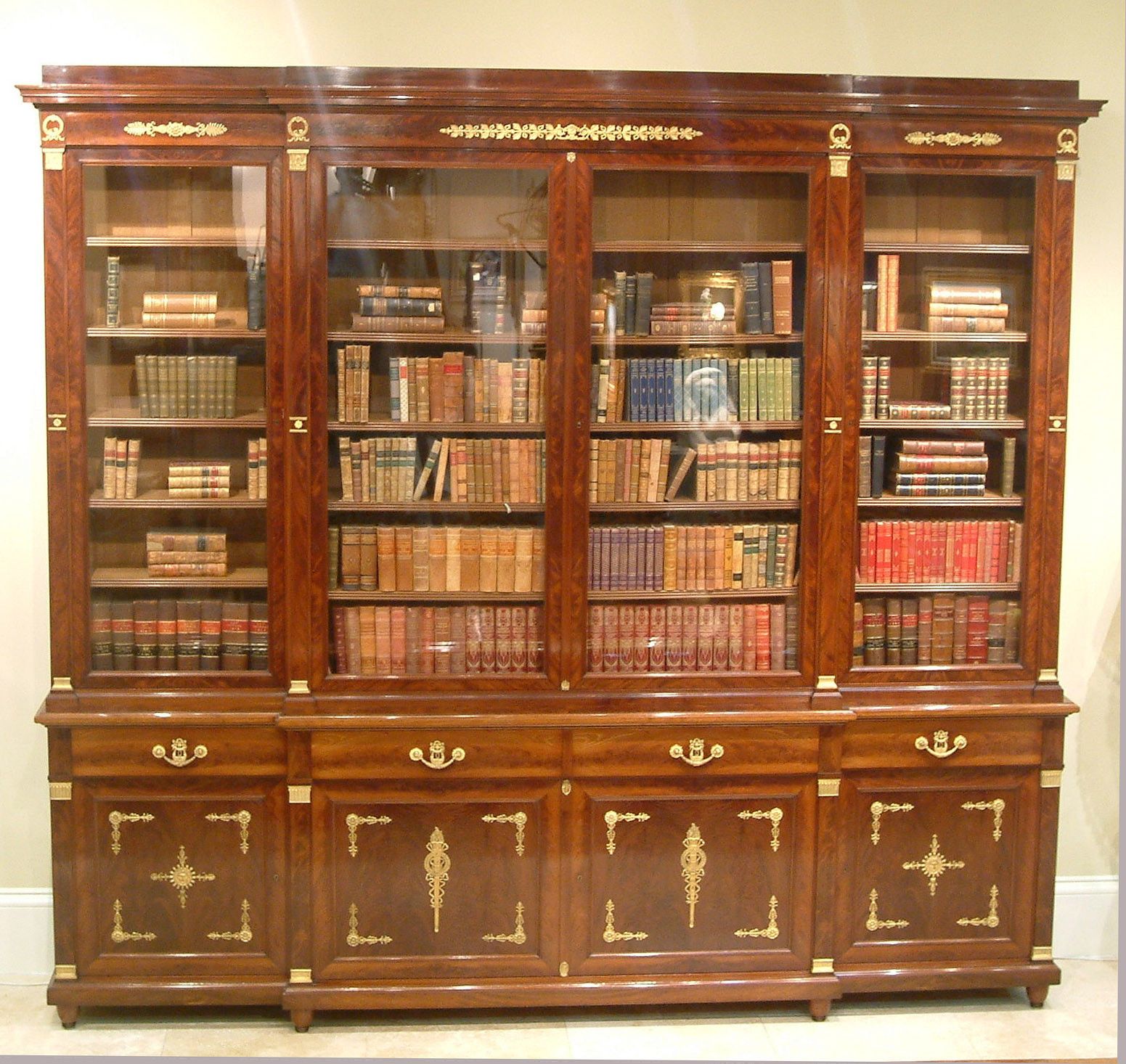 A Fine Antique Library Breakfront Bookcase By Antoine Krieger, Of A Fine Antique Library Breakfront Bookcase By Antoine Krieger, Of