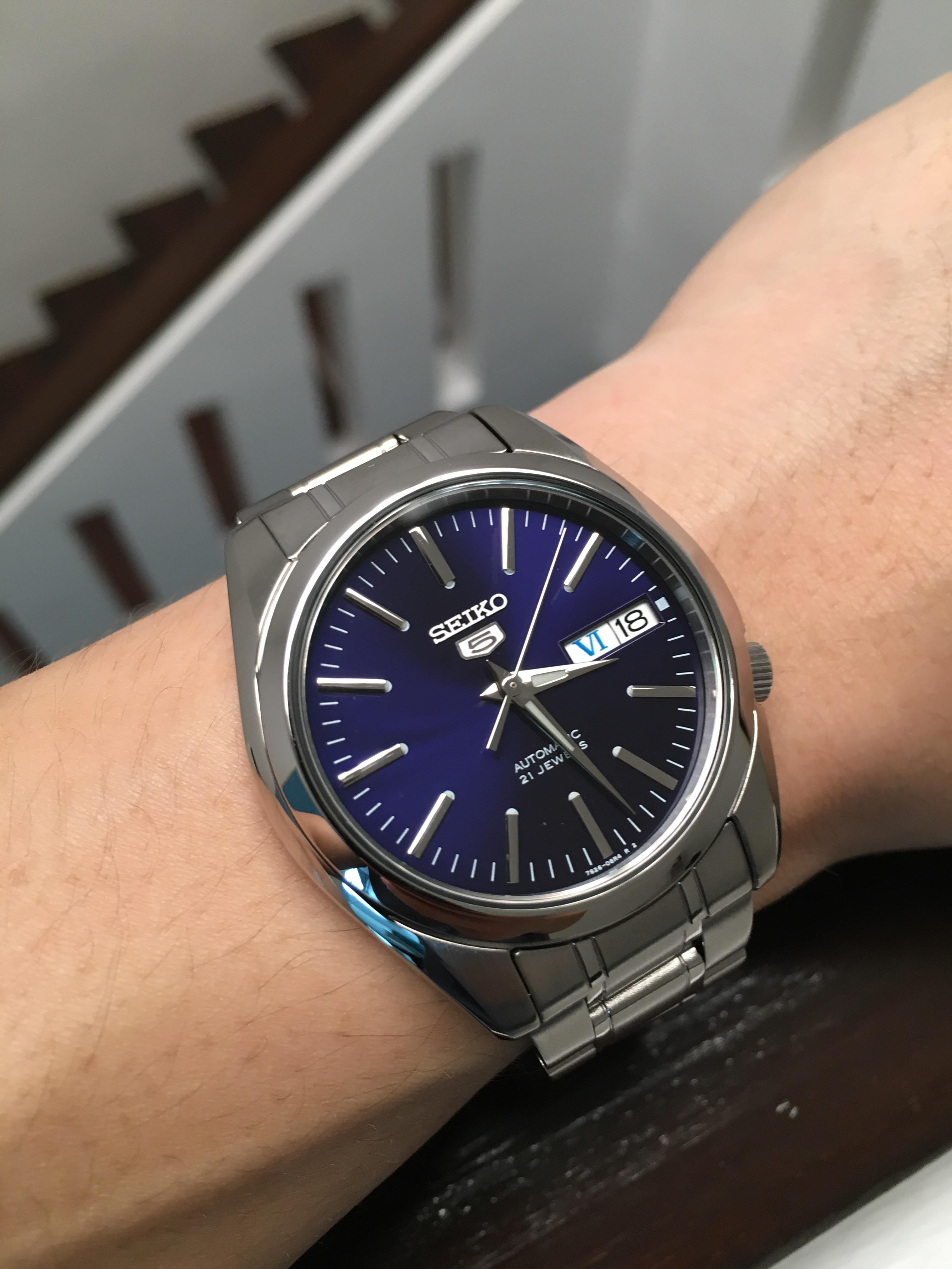 Seiko 5 Blue Dial Leather Strap Best Sale, 54% OFF 