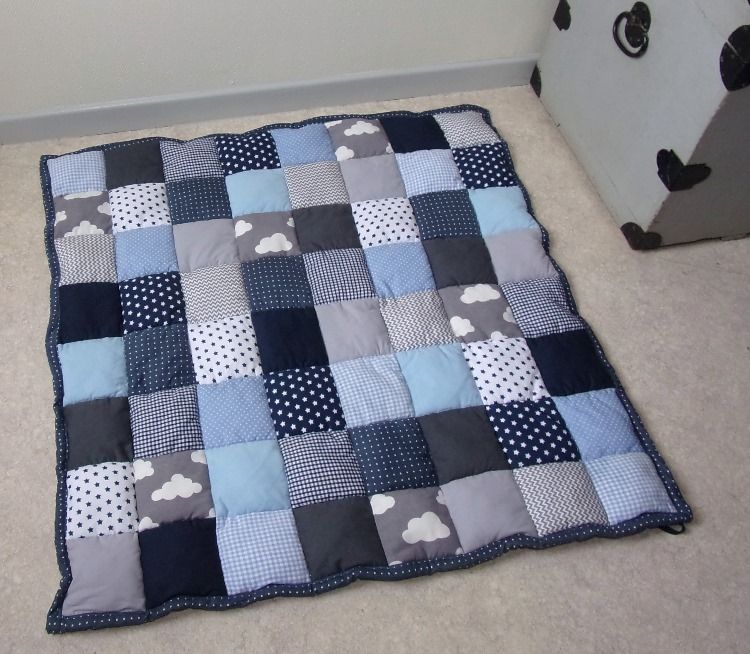 Tapis 100 Polypro Poils Courts Motifs Losanges Gris Et Bleu