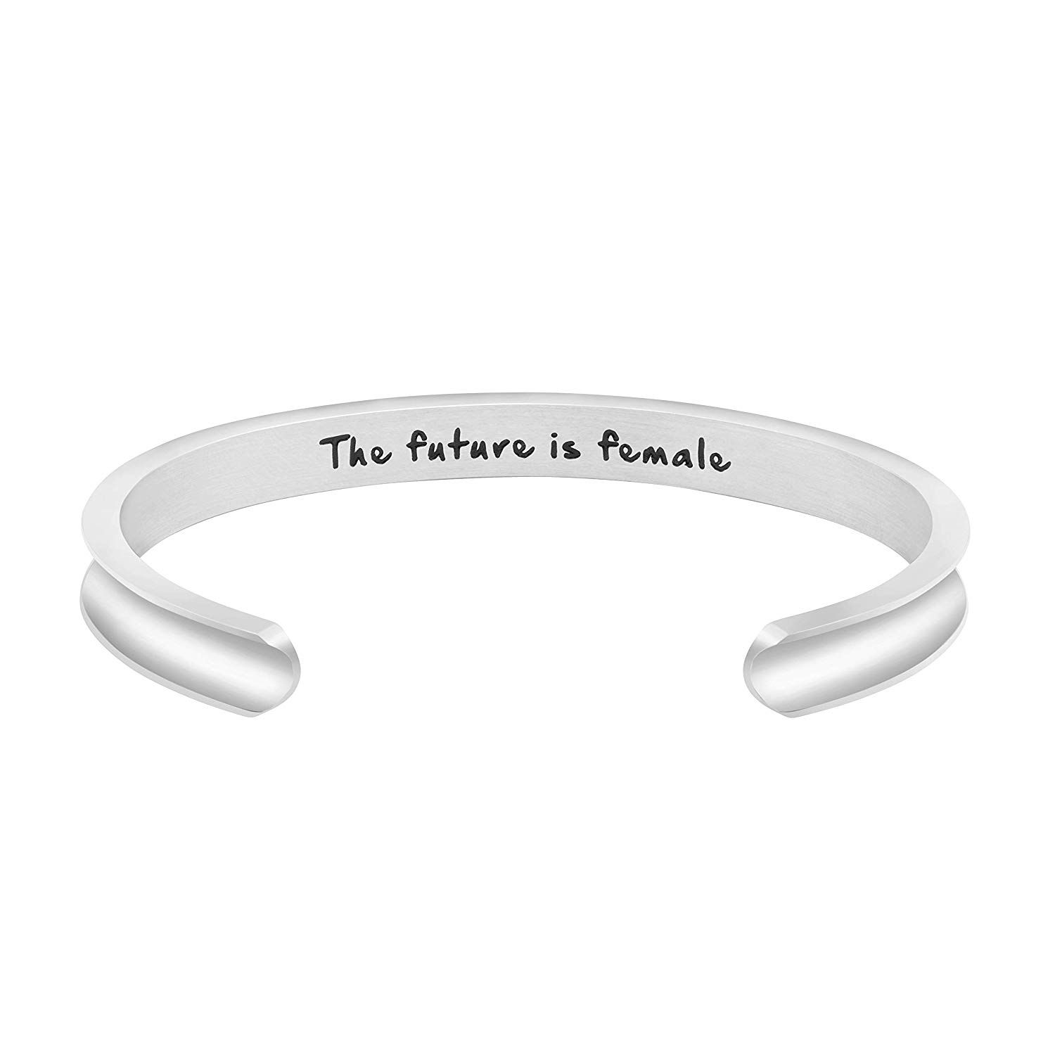 Yiyang Bracelet for Friends Inspirational Cuff Bangle Stainless Steel Jewelry Gift Mantra