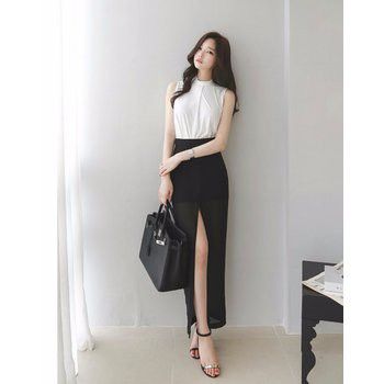 Chân váy voan xẻ tà giữa dài BA487 - BA487 | Foci