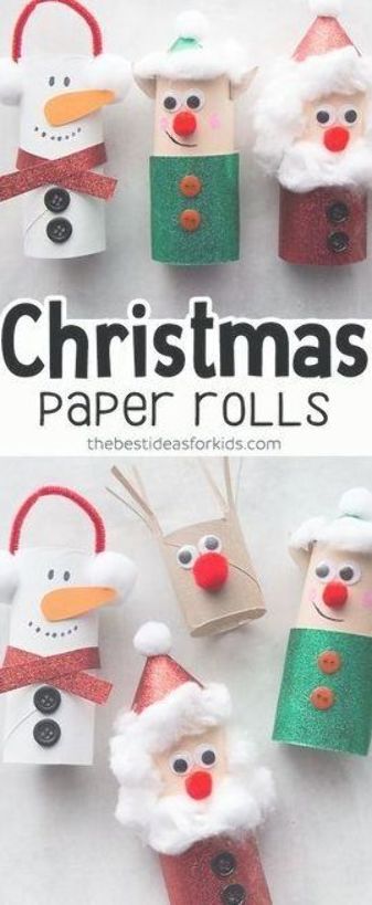 Christmas Crafts for Kids - Toilet Paper Roll Christmas Crafts. Kids will love making these for Christmas! Perfect for preschool or kindergarten classes too. Easy Christmas Craft for Kids. #bestideasforkids #christmas #christmascraft #craft #diy #kidscrafts #kidsactivities #paperrolls #papercraft #preschool #kindergarten #toddlers #christmascraftsforkidstomaketoddlers