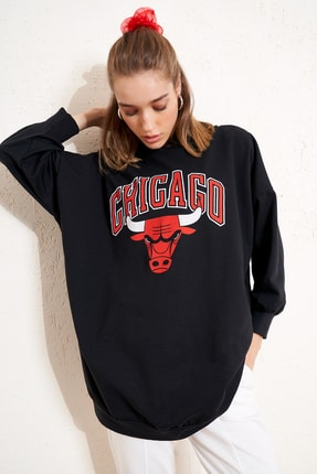 Eka Aslan Simba Baskili Uzun Sweatshirt Trendyol Svetsortler Chicago Aslan