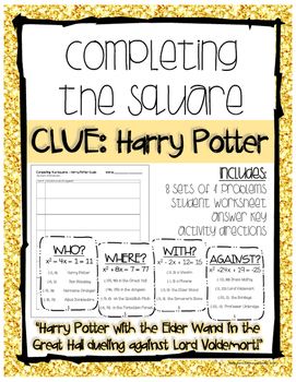 Completing The Square Harry Potter Clues Math High School