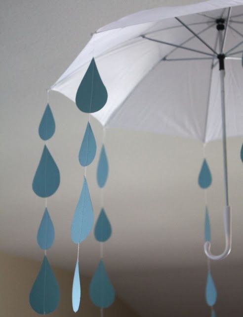 Gotas De Lluvia De Papel Y Un Paraguas Para Decorar Una Fiesta Lluvia Paper Rain Drops And An Umbrella To Decorate A Ra Ideias Ideias Para Festas Boas Ideias