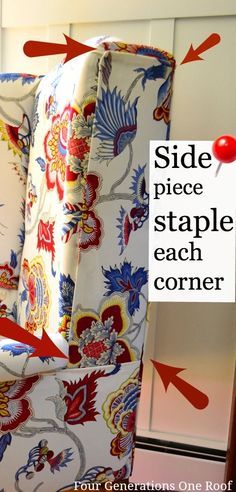 No Sew ~~ How to reupholster a chair using a staple gun. Quick and easy way to give an old tired chair a new look. Reupholster Furniture, Furniture Repair, Furniture Upholstery, Furniture Projects, Furniture Makeover, Diy Furniture, Modern Upholstery, Upholstery Cleaner, Upholstery Trends