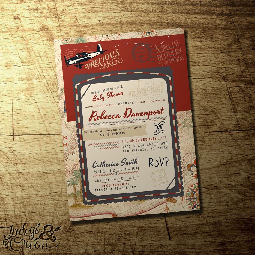 Precious Cargo Baby Shower Invitation Vintage Airplane Travel Vintage Airplane Baby Shower Invitation Precious Cargo Travel Theme High Quality Digital Printable File By Indigoandorion On Etsy