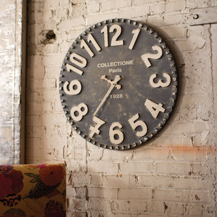 Made From Recycled Wood This Oversized Vintage Black And White Wall Made From Recycled Wood This Oversized Vintage Black And White Wall Clock Features A Beautifully