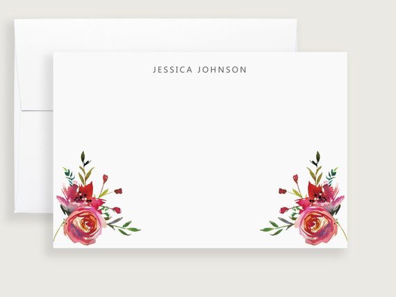 floral stationery set floral note cards set personal stationary floral stationary