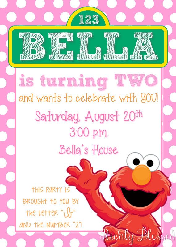 Elmo Inspired Invitation Elmo Birthday Party Red Pink Orange