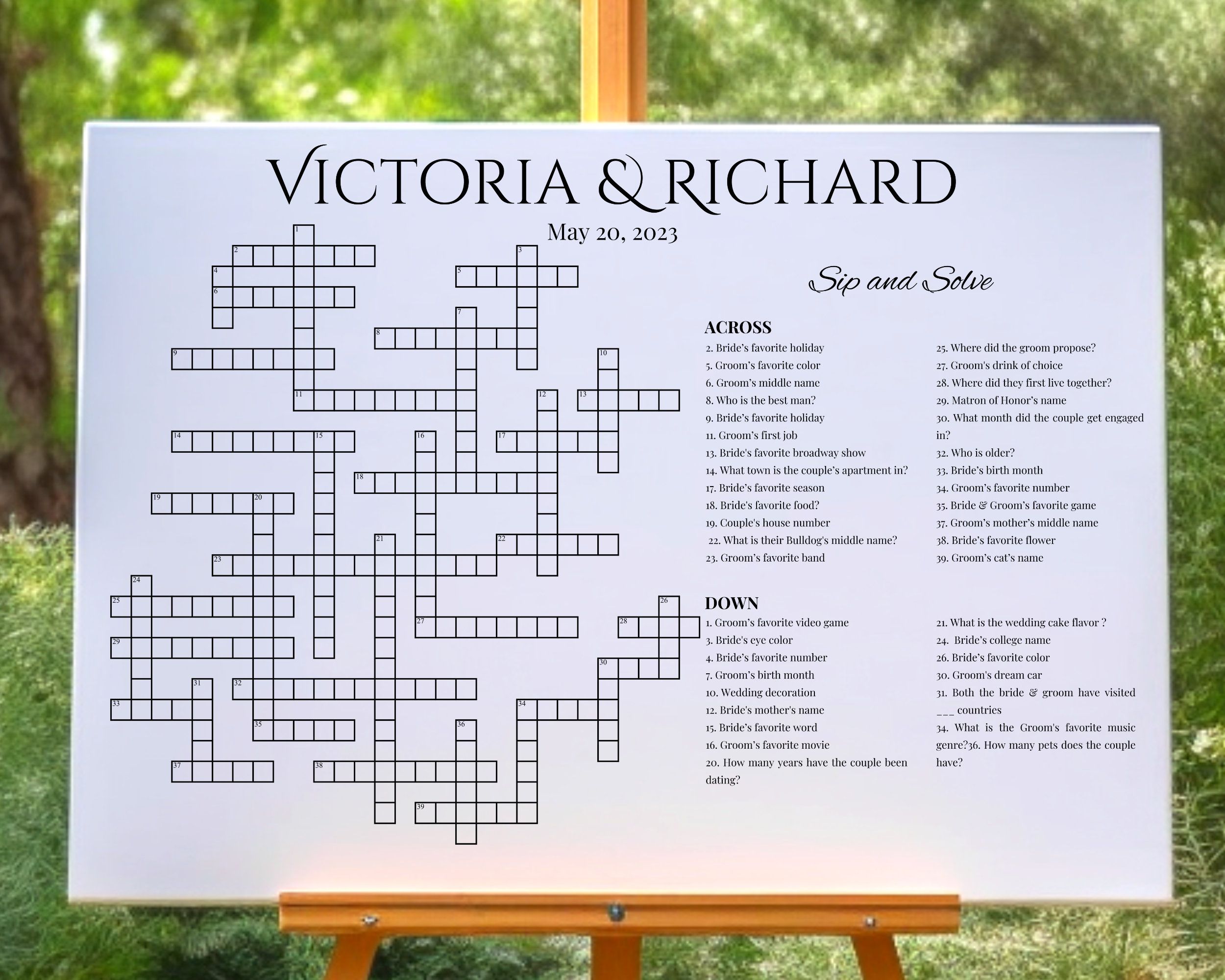 Custom Crossword Puzzle Giant Crossword Puzzle Sip Solve Puzzle Custom Crossword Puzzle Giant Crossword Puzzle Sip Solve Puzzle