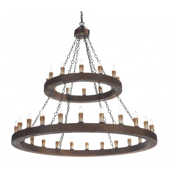 Rustic Candle Chandelier Wooden Finish Frame Double Insulated Rustic Candle Chandelier Wooden Finish Frame Double Insulated