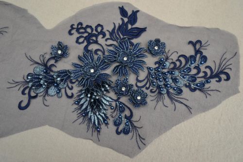 Luxury Pearl Beaded Lace Applique 3D Flora Embroidery Sew on Wedding Dress Motif Luxury Pearl Beaded Lace Applique 3D Flora Embroidery Sew on Wedding Dress Motif