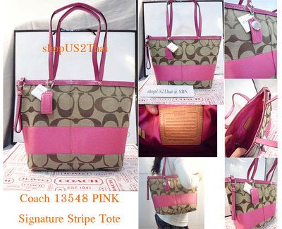 Authentic Coach Pink Brown Signature Stripe Tote Purse Hot Authentic Coach Pink Brown Signature Stripe Tote Purse Hot Auctions Click Image For More
