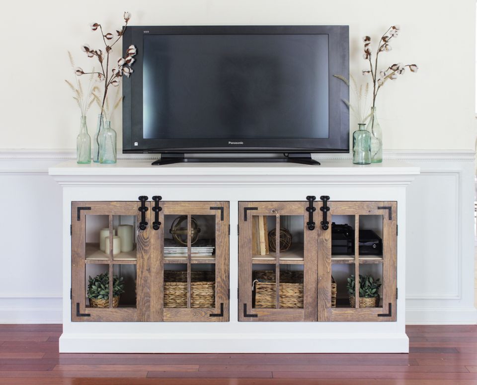 Farmhouse Media Cabinet Free Plans Shades Of Blue Interiors Farmhouse Media Cabinets Build A Tv Stand Tv Stand Plans