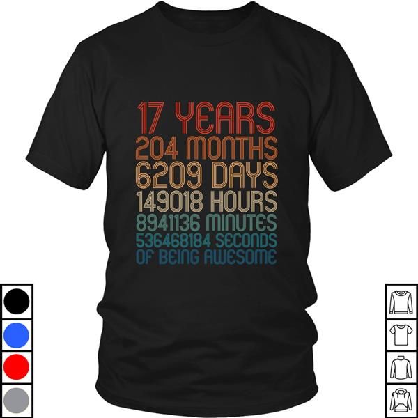 Teeecho 17 Years Of Being Awesome Birthday Countdown 17th Birthday T-Shirt, Sweatshirt, Hoodie for Men & Women #17thbirthday