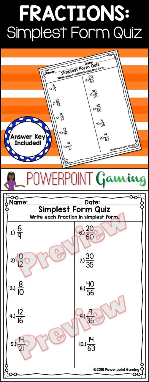 simplest form questions
Simplest Form Quiz | Simplest form fractions, Math boards ... simplest form questions
Simplest Form Quiz | Simplest form fractions, Math boards ...