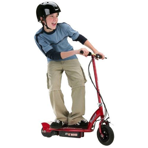 Small Frame Big Ride Red E100 Electric Scooter Boasts A Chain Driven High Torque Motor Best Electric Scooter Electric Scooter For Kids Razor Electric Scooter
