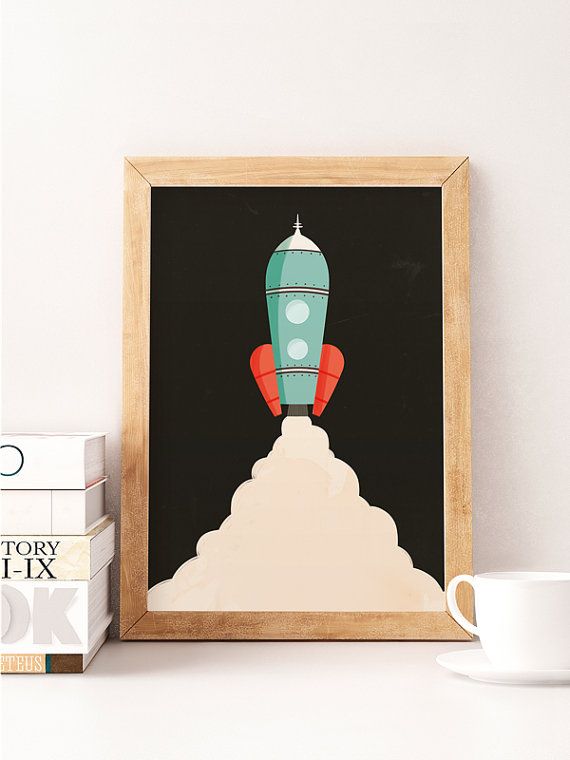 Vintage Rocket Print Rocket Print Space Wall Art Nursery Etsy In 2020 Space Wall Art Vintage Space Nursery Nursery Wall Art