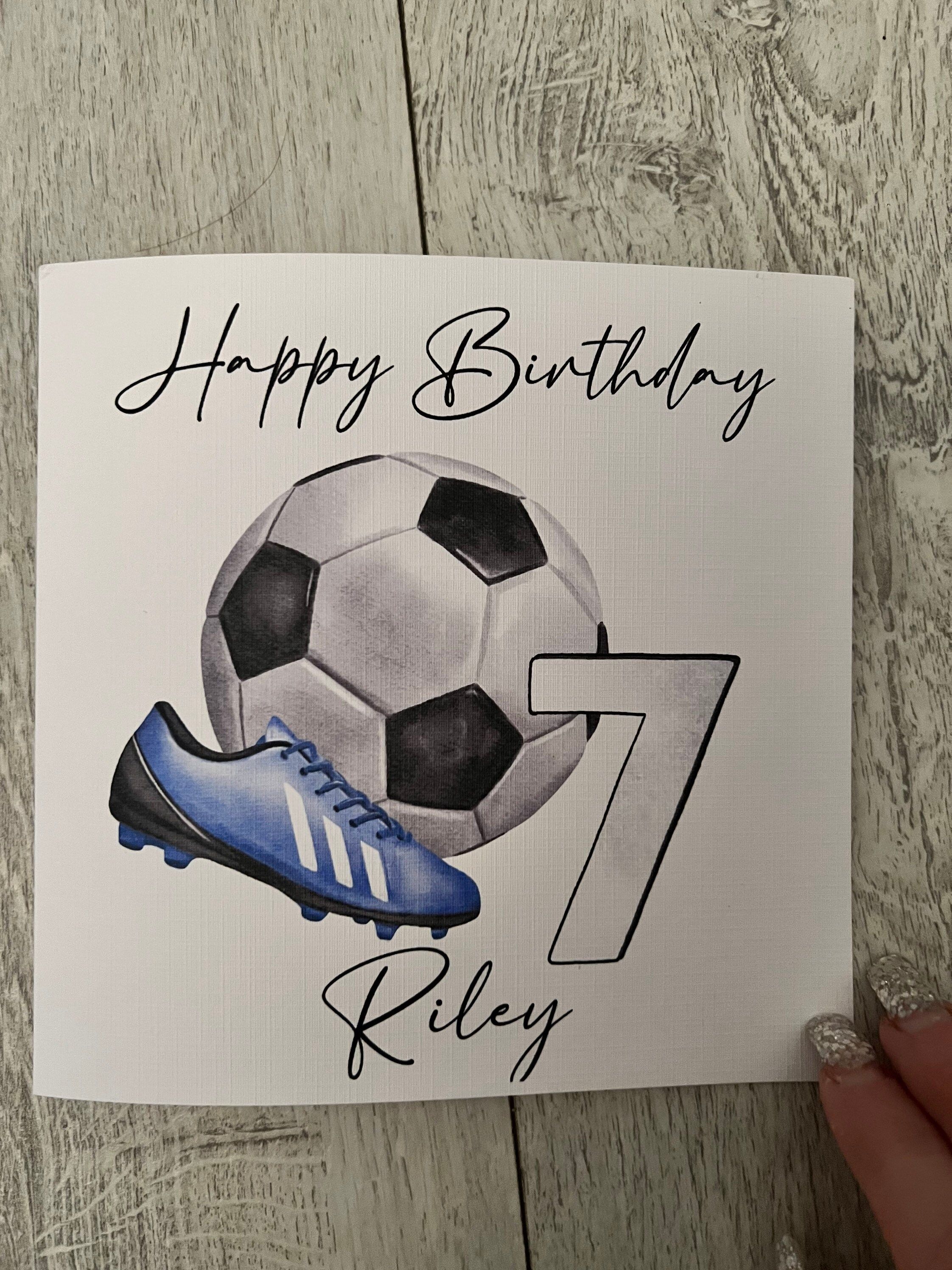 Personalised football card Printed on 6inch linen card Comes with