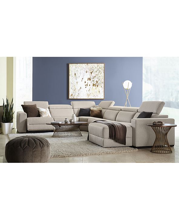 Furniture Nevio 6-Pc. Fabric Sectional Sofa with Chaise, 3 Power