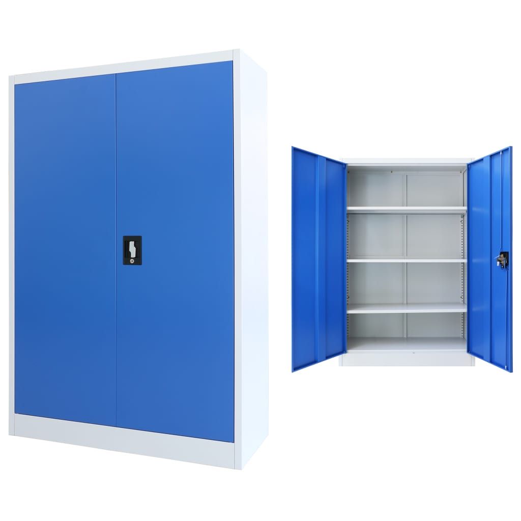 vidaXL Büroschrank Metall 90 x 40 x 140 cm Grau und Blau