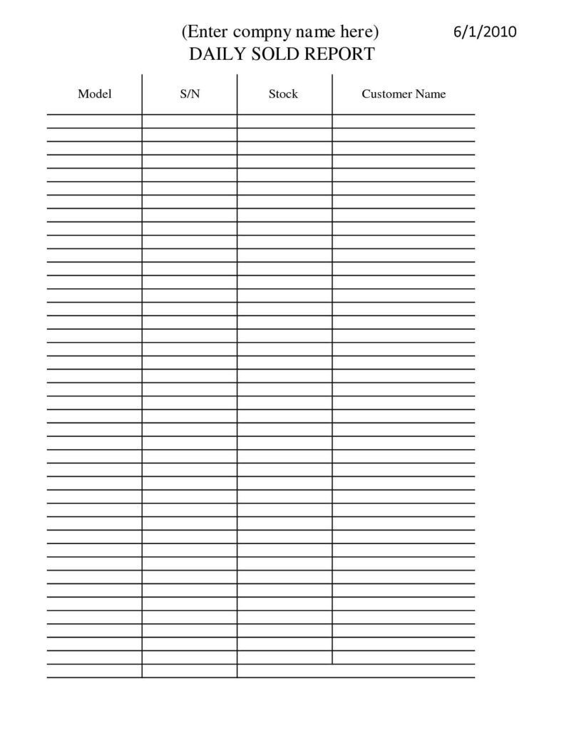 Spreadsheet Daily Es Report Template Free For Excel