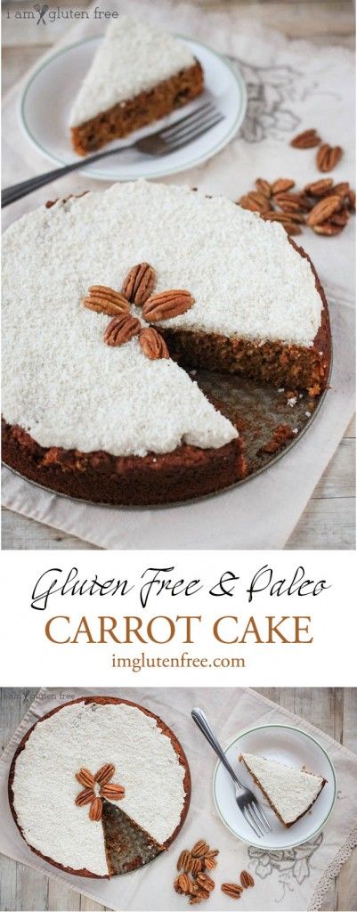 Gluten free & paleo carrot cake. Moist, sweet, and absolutely delicious, no one would ever guess that this carrot cake is paleo! Paleo Sweets, Gluten Free Sweets, Gluten Free Cakes, Gluten Free Cooking, Paleo Dessert, Gluten Free Dairy Free, Dairy Free Recipes, Healthy Desserts, Real Food Recipes