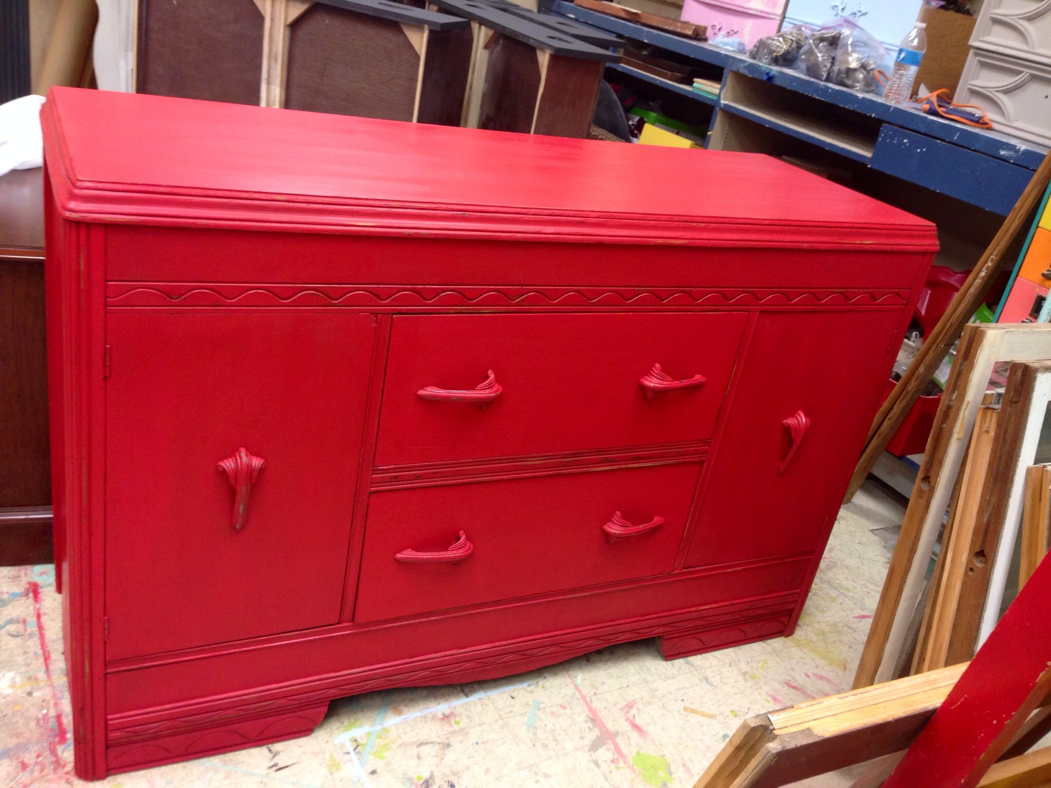 Custom Buffet Completed For A Customer Painted In Fire Engine Red Custom Buffet Completed For A Customer Painted In Fire Engine Red Chalk Paint Www Thevintageatticjenks