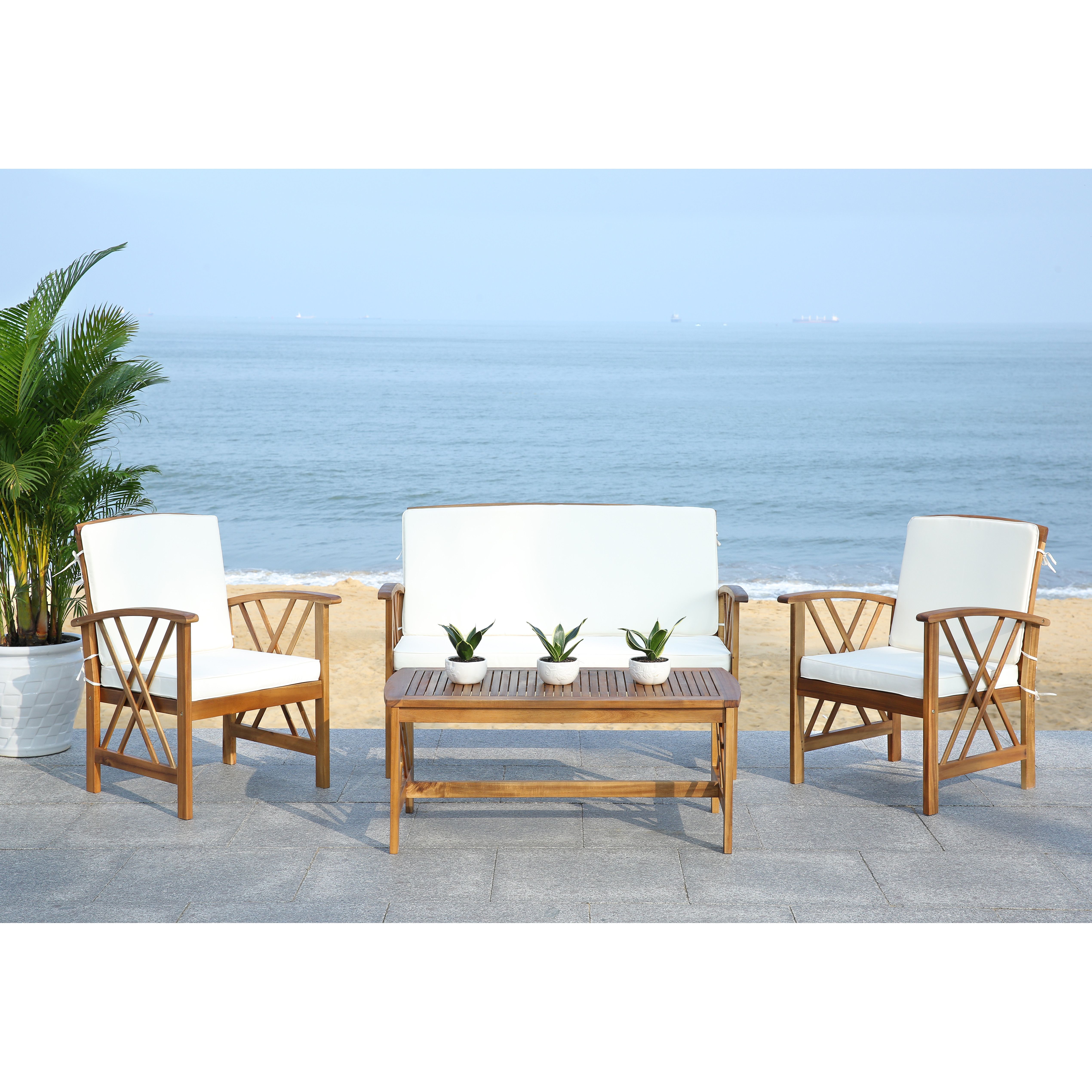 Safavieh Fontana 4 Piece Seating Group with Cushions (With ... Safavieh Fontana 4 Piece Seating Group with Cushions (With ... on Safavieh Fontana Patio Set id=17632