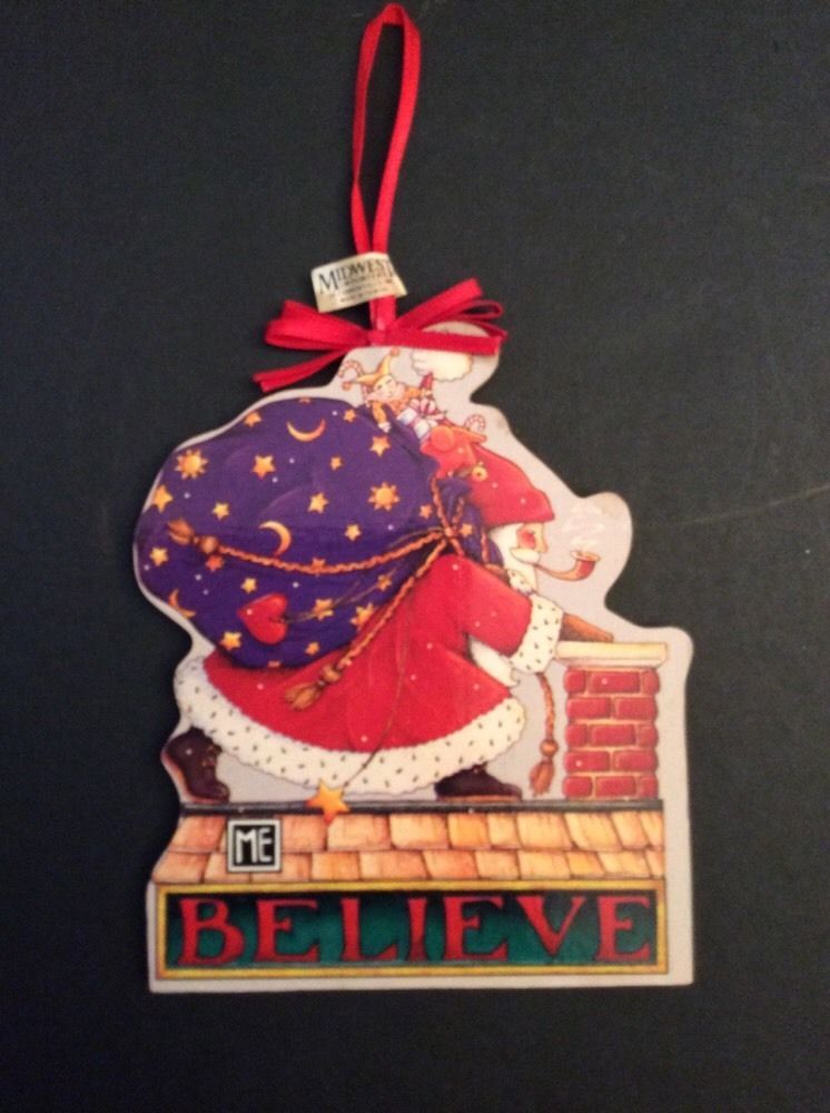 Mary Engelbreit Believe Santa Wood Christmas Ornament Midwest Mary Engelbreit Believe Santa Wood Christmas Ornament Midwest Chimney Bag Toys - Mary Engelbreit Believe Santa Wood Christmas Ornament Midwest