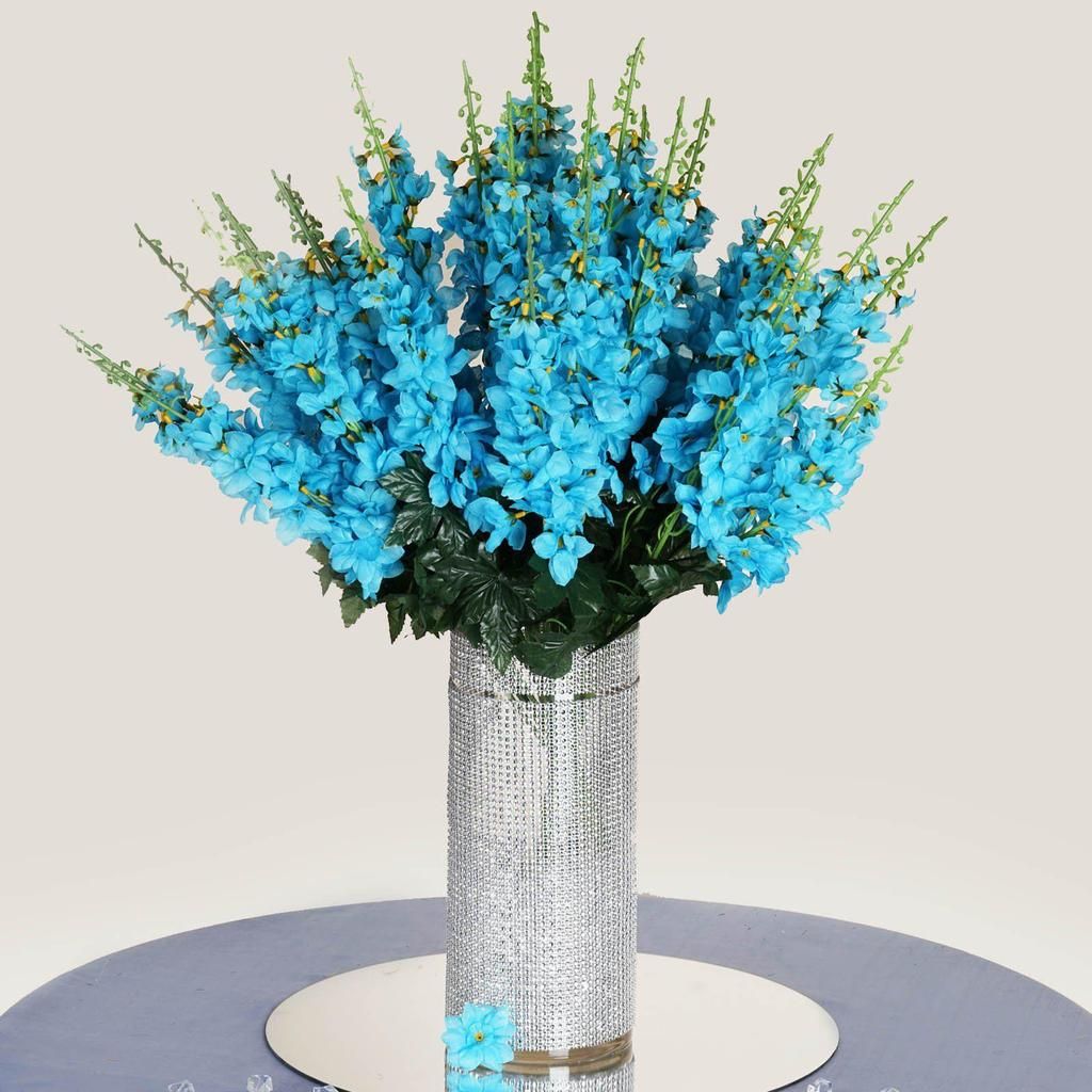3 Bush 24�� Turquoise Artificial Delphinium Flowers