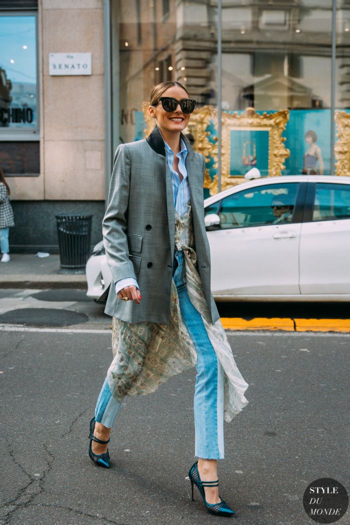 Milan SS 2020 Street Style: Olivia Palermo Street Look, Street Chic, Denim Street Style, Street Style Looks, Looks Style, My Style, Street Snap, Olivia Palermo Jeans, Olivia Palermo Stil