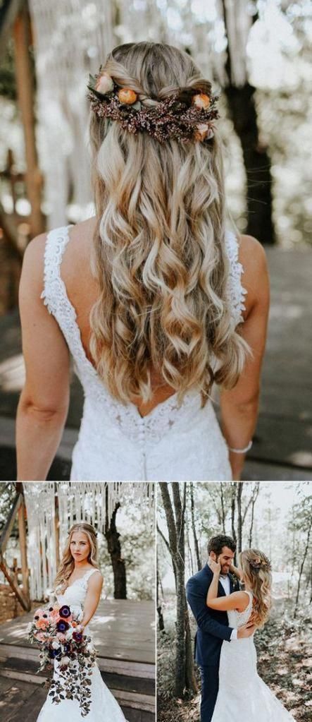 55 ideas wedding hairstyles with flowers fall half up for 2019 #halfbraidedupdo