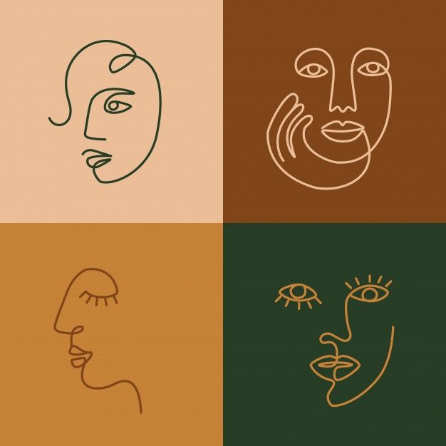Ethnic woman line art icons. modern mini... | Premium Vector #Freepik #vector #line #face #eye #doodle Face Line Drawing, Line Art Drawings, Abstract Face Art, Abstract Lines, Outline Art, Line Art Design, Art Icon, Diy Canvas Art, Minimalist Art