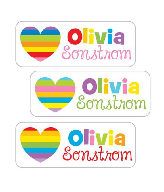 Daycare Labels Waterproof Name Stickers Heart Design Girls Name