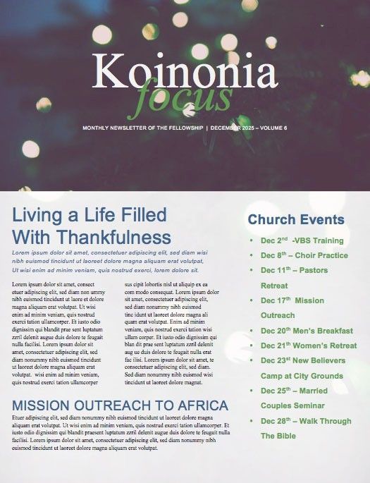 Christmas Tree Lights Church Newsletter Design Pinterest