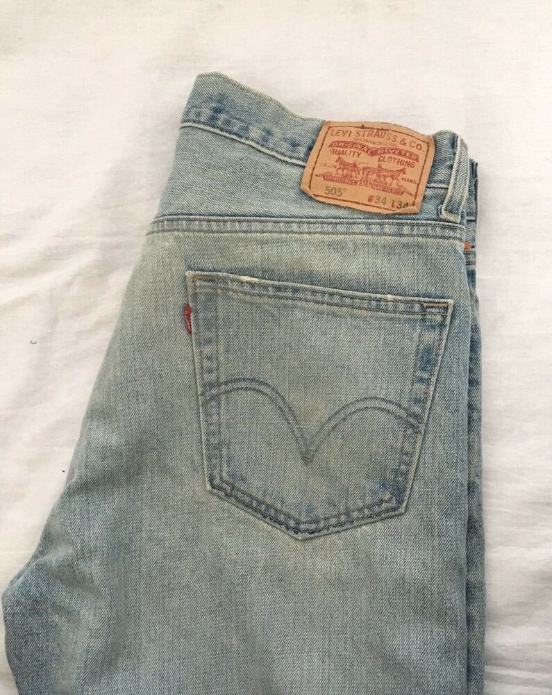 Vintage Blue Levi/'s® 505™ Men’s Regular Fit Straight Leg Jeans Size 33x34