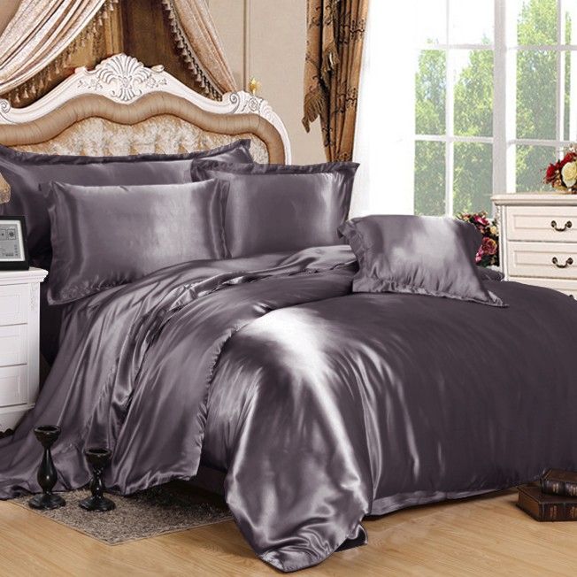 Charcoal Grey Silk Duvet Cover Set Luxury Bedding Sets Bed Linens - Charcoal Grey Luxury Bedding Charcoal Grey Silk Duvet Cover Set Luxury Bedding Sets Bed Linens - Charcoal Grey Luxury Bedding