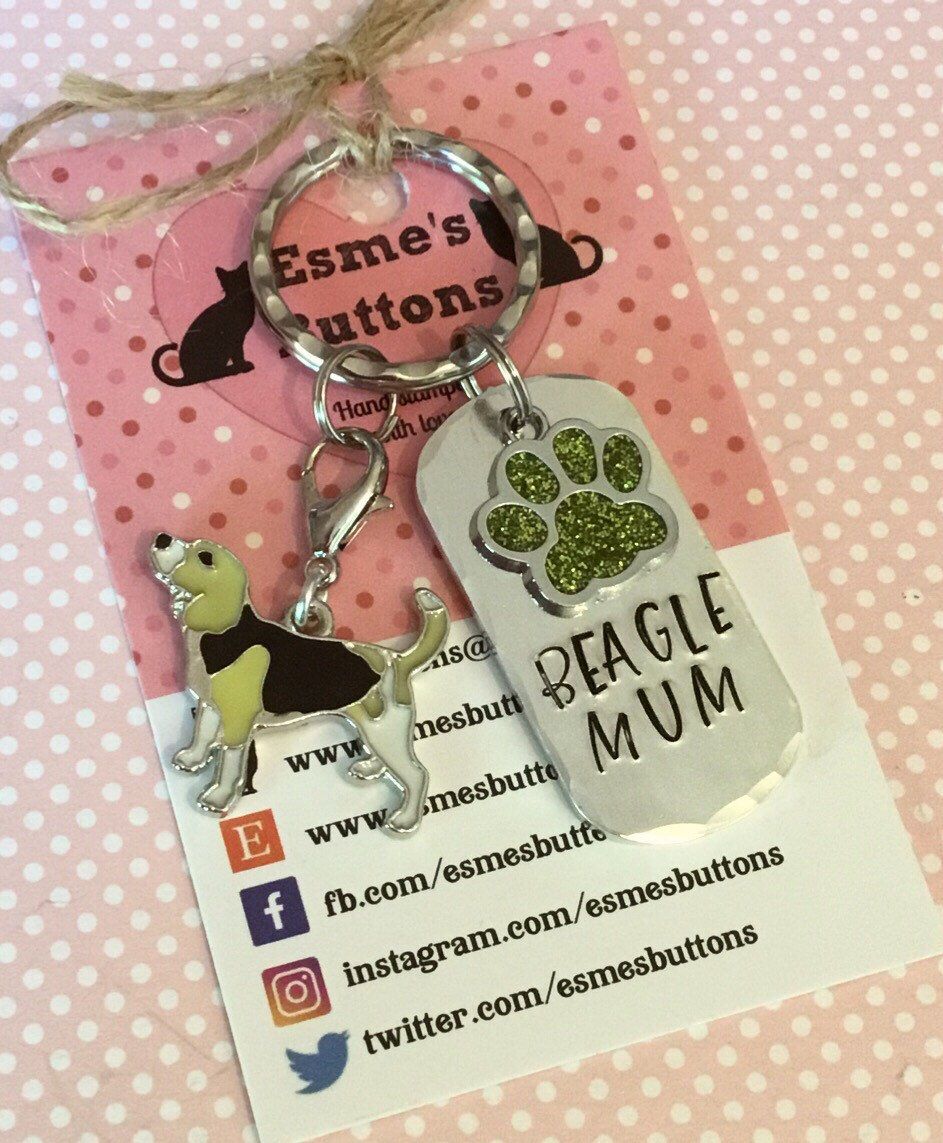Beagle Dad Dog Keyring Fathers Day Gift Beagle Gifts Hand