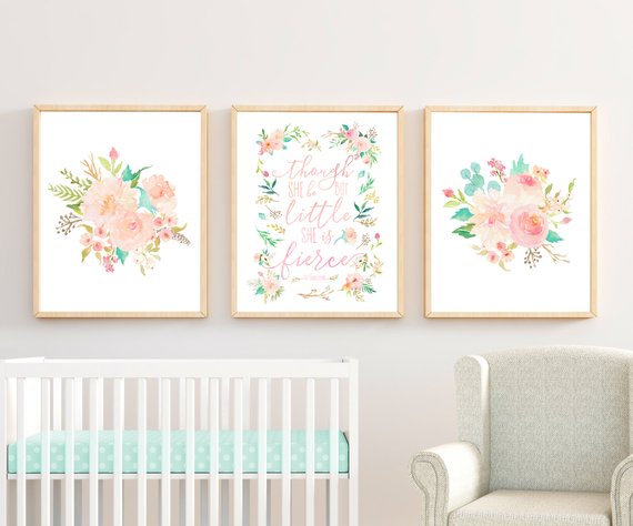 Nursery Art Watercolor Fl Blush Nursery Art Watercolor Fl Blush