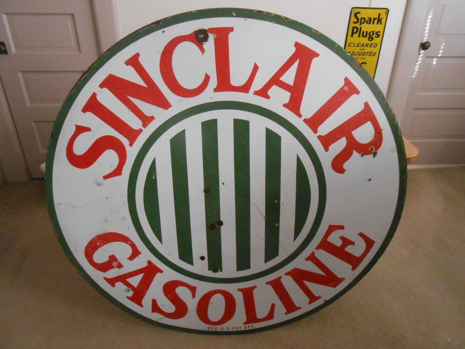 Vintage Sign Sinclair Gasoline Single Sided Porcelain 48" 1920's Vintage Sign Sinclair Gasoline Single Sided Porcelain 48" 1920's