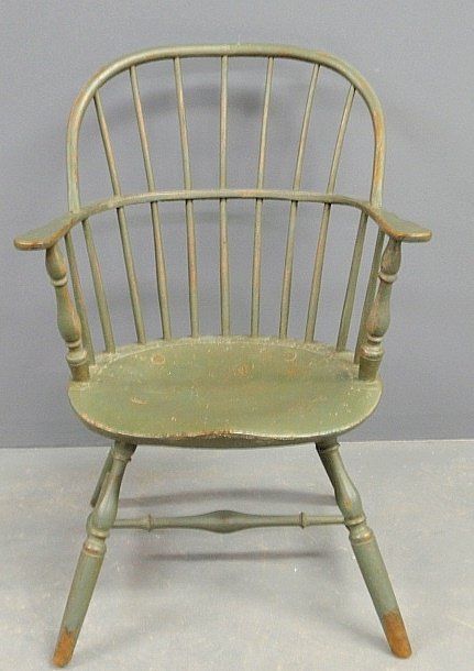 Lancaster County, PA Green Painted Sack-back Windsor Ar On In 2018 Lancaster County, PA green painted sack-back Windsor Sold For $1,400 Lancaster County, PA green painted sack-back Windsor armchair signed on seat bottom “ ... - Lancaster County, PA Green Painted Sack-back Windsor Ar On In 2018