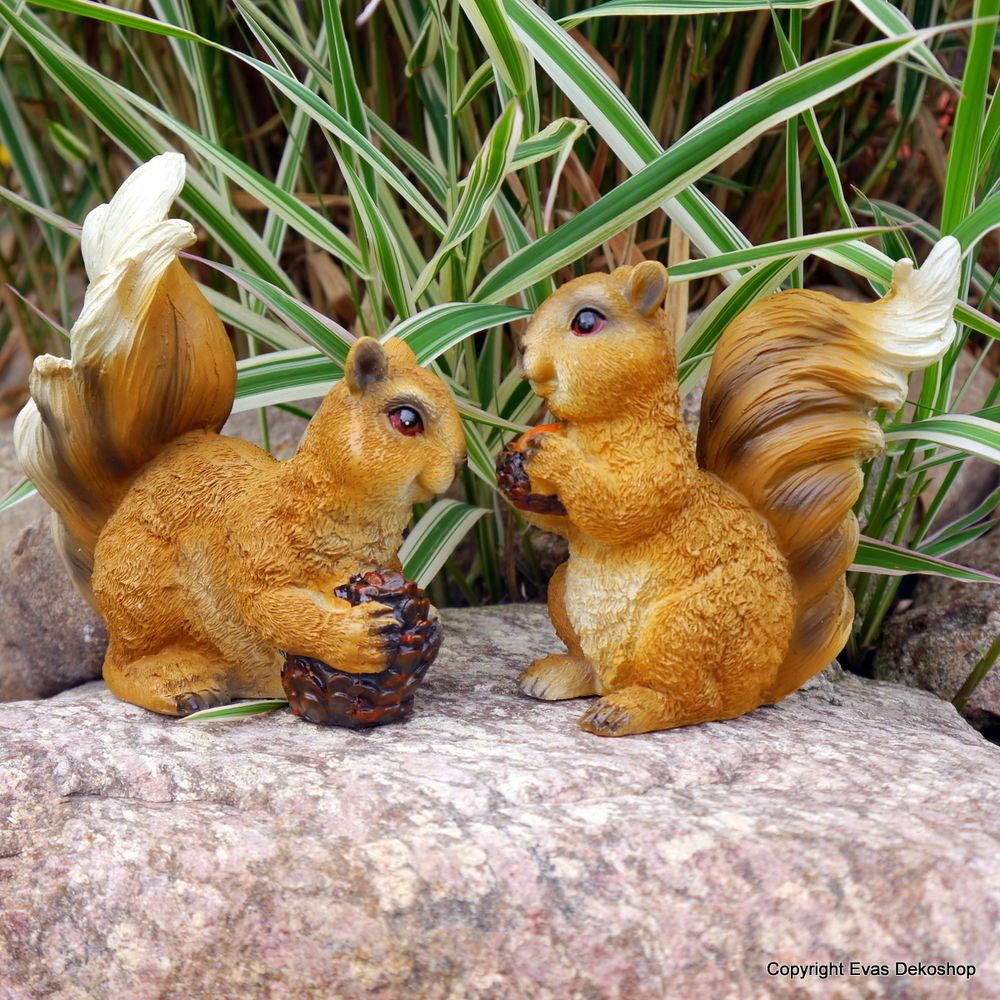 Eichhörnchen 2er Set Gartenfigur Neu Tierfigur Polyresin ...