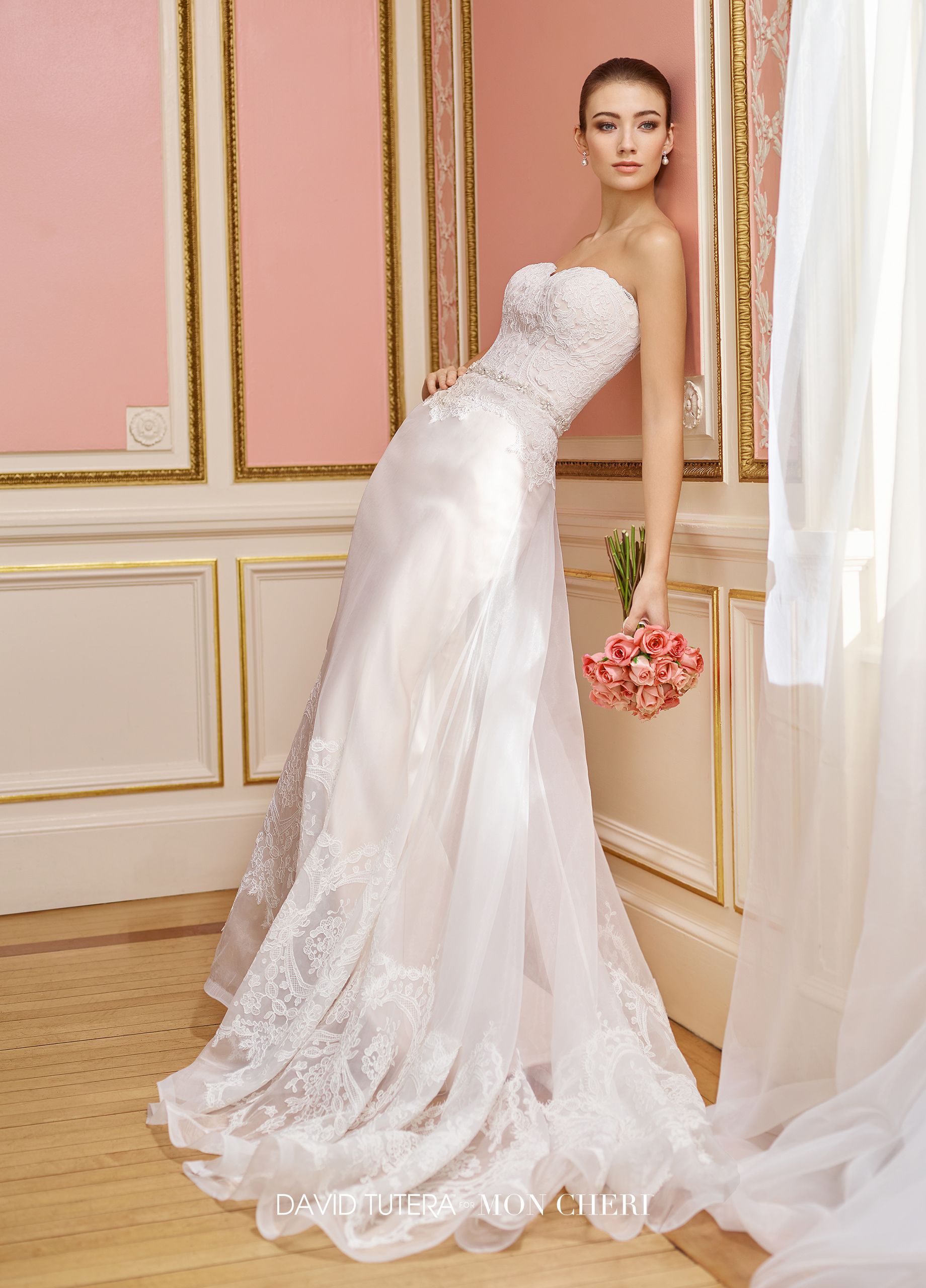 Satin Lace Wedding Dress with Thin Belt