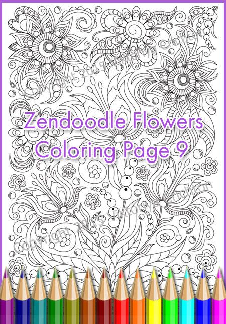 Coloring Page Adults And Children PDF Printable Doodle Flowers Zendoodle Zentangle Inspired Art
