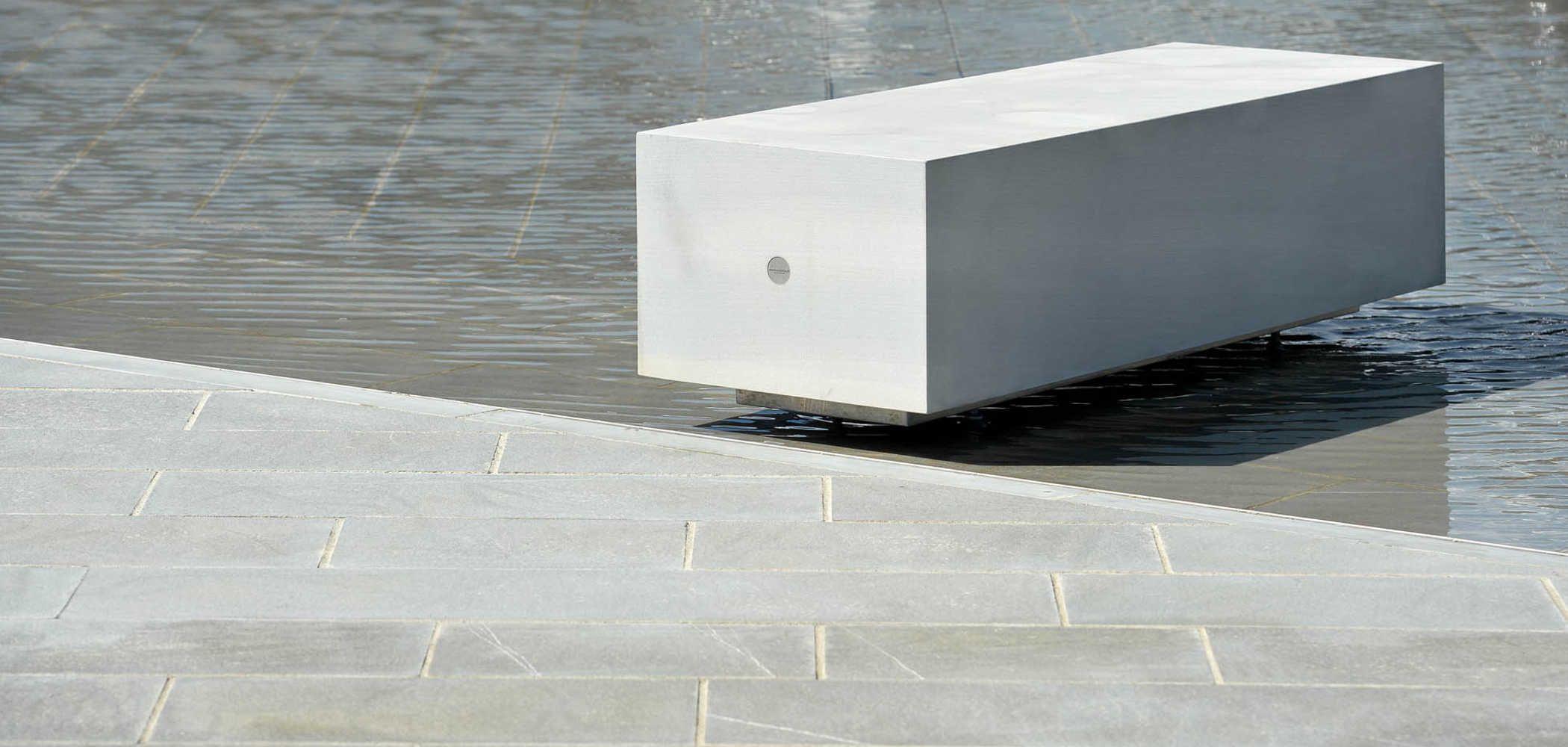 Collection of modular elements made reconstituted stone bench (concrete